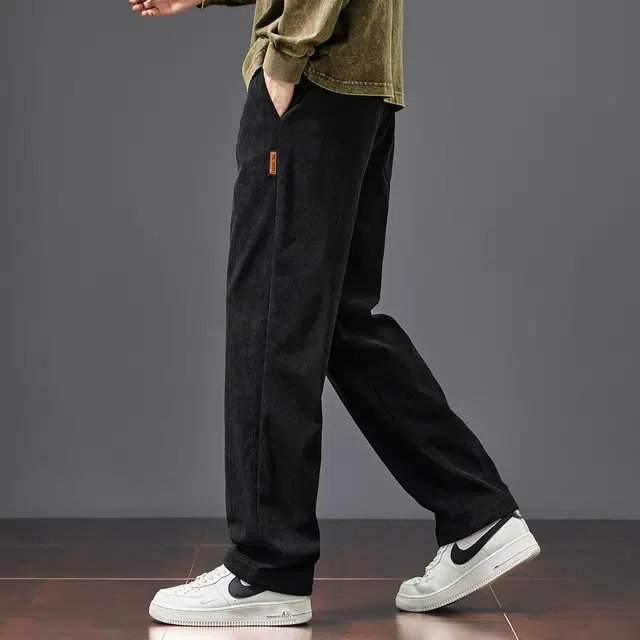 协协乐 复古龙鳞纹秋冬季美式潮牌宽松直筒阔腿高街垂感裤子青少年男潮流百搭运动长裤休闲裤 男款