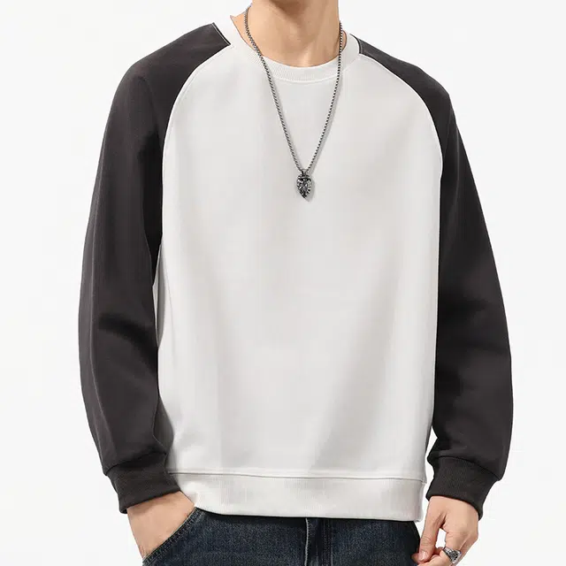 协协乐 美式潮牌拼色秋冬圆领套头重磅秋季休闲打底衫长袖上衣小众设计款卫衣 男款