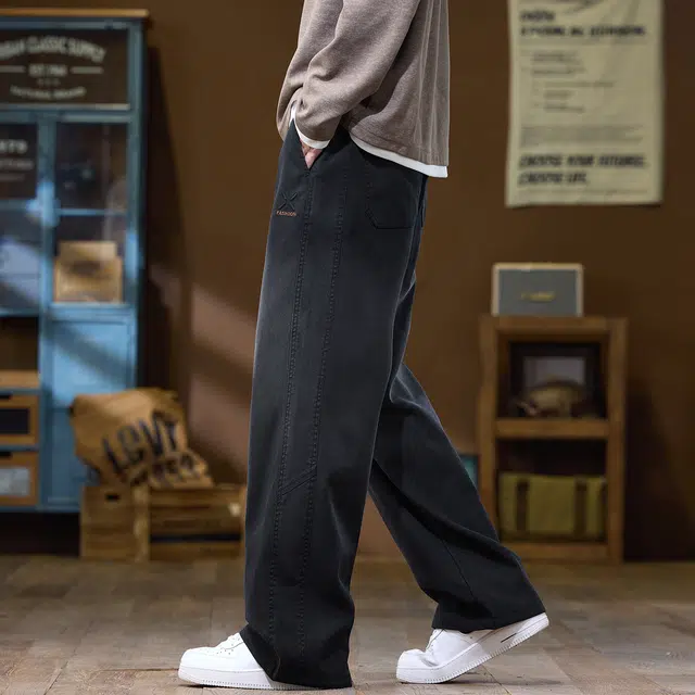 协协乐 美式扎染渐变机能风春秋季时尚字母刺绣宽松直筒阔腿复古做旧水洗潮牌青少年弹力抽绳百搭休闲运动长裤牛仔裤 男款