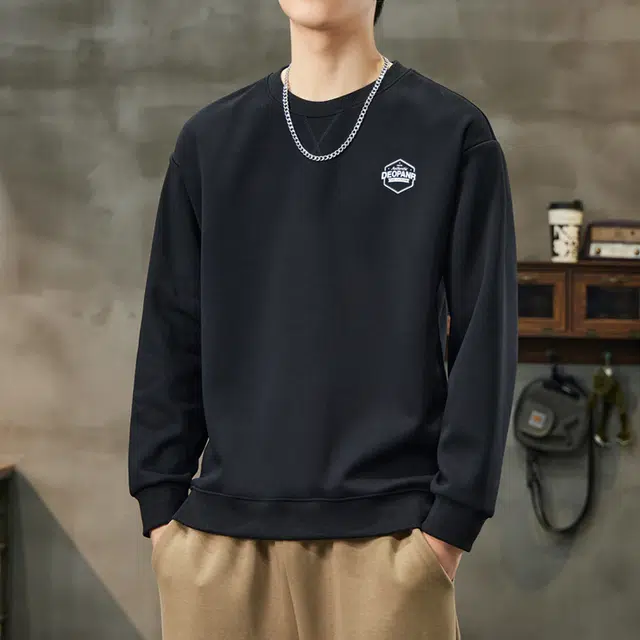 协协乐 美式圆领套头重磅春秋季上衣打底衫长袖时尚个性字母印花宽松潮牌小众设计款卫衣 男女同款