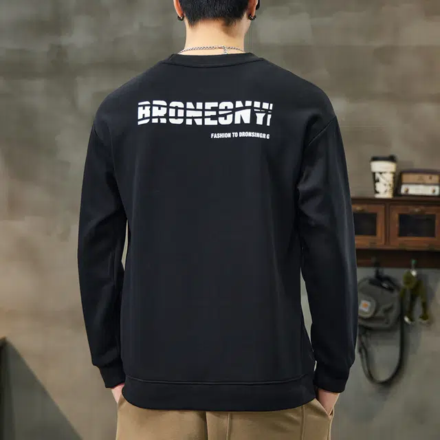 协协乐 美式圆领套头重磅春秋季上衣打底衫长袖时尚个性字母印花宽松潮牌小众设计款卫衣 男女同款