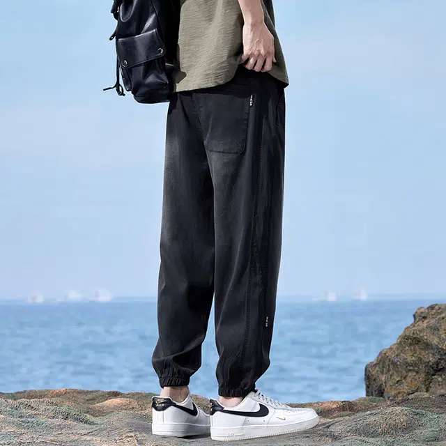 协协乐 薄款束脚美式运动九分裤牛仔裤 男款