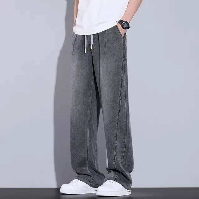 协协乐 美式薄款宽松阔腿舒适休闲牛仔裤 男款