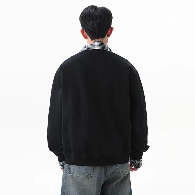 协协乐 飞行员立领解构男士秋冬季挺括痞帅工装外套开衫拼接格子美式潮牌小众设计款夹克 男款