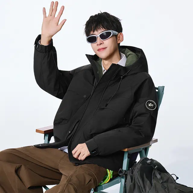 协协乐 户外登山情侣款三防面料拉链开衫连帽外套休闲百搭青少年痞帅工装拼接氛围感小众设计款夹克 男款