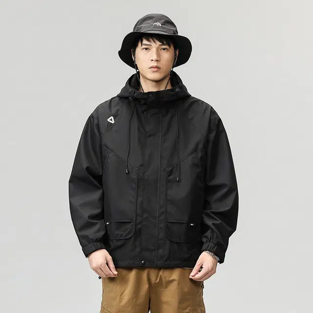 协协乐 山系户外春秋季外套防风防水工装风衣三防面料上衣美式潮牌小众设计款夹克 男款