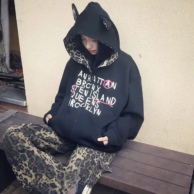 困住大象 美式复古高街风连帽潮牌服饰时尚百搭卫衣 男女同款