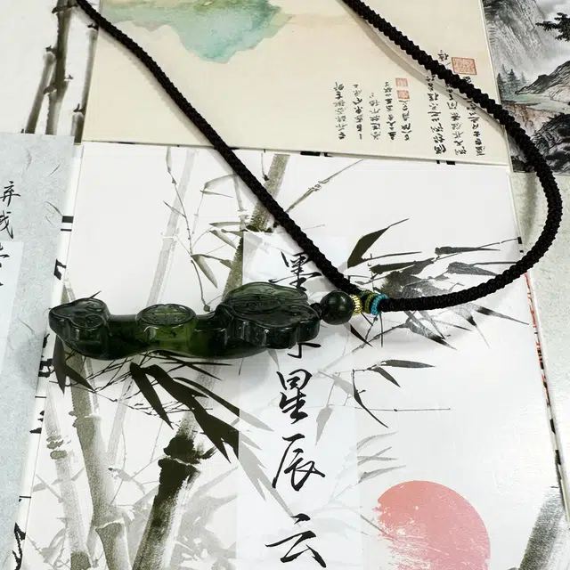 唐之饰 招财玉如意 福禄吉祥 多财多福 国潮古风转运温婉大气颈链 新中式国风 岫玉（蛇纹石玉） 项链 男女同款情侣款