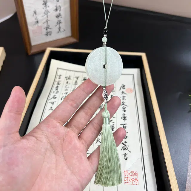 {一玉一主 已结缘} 唐之饰 一枚山鬼护你周全原创设计流苏玉佩创意百搭多重配饰挂件平安顺利天然 岫玉（蛇纹石玉） 项链 男女同款情侣款