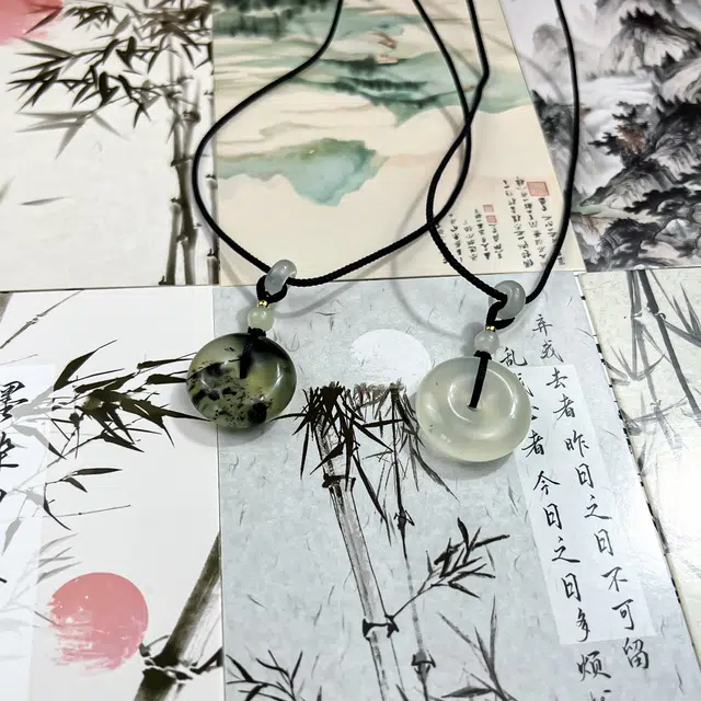 唐之饰 福气满满 招财转运平安扣吊坠 新中式国风 简约编织绳 岫玉（蛇纹石玉） 项链 男女同款情侣款