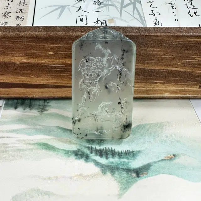 唐之饰 马到成功安康牌 事业有成 平安喜乐 国潮招财转运毛衣链 生肖马新中式国风简约大气 岫玉（蛇纹石玉） 项链 男女同款情侣款