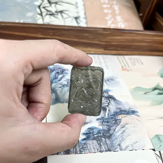 唐之饰 招财祥瑞麒麟吊坠 新中式国风复古国潮本命年 四大名玉 岫玉（蛇纹石玉） 项链 男女同款情侣款
