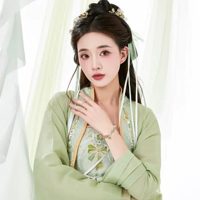 唐之饰 新中式渐变粉福牌桃花 国风福气满满清凉 原创设计 水晶 玉石手串 男女同款情侣款