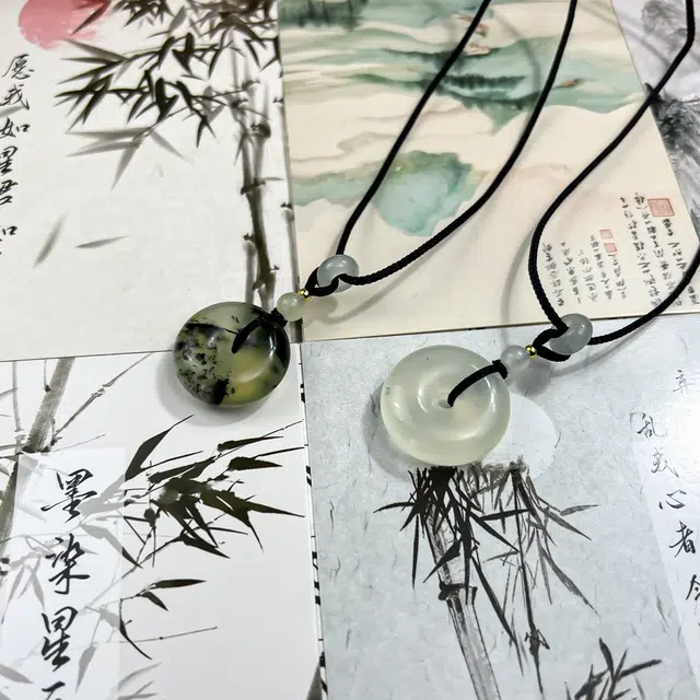 唐之饰 福气满满 招财转运平安扣吊坠 新中式国风 简约编织绳 岫玉（蛇纹石玉） 项链 男女同款情侣款