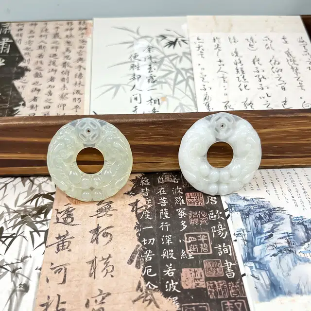 唐之饰 招财纳福双貔貅平安扣 新中式国潮古风 聚财吞金兽小众轻奢设计 岫玉（蛇纹石玉） 项链 男女同款情侣款