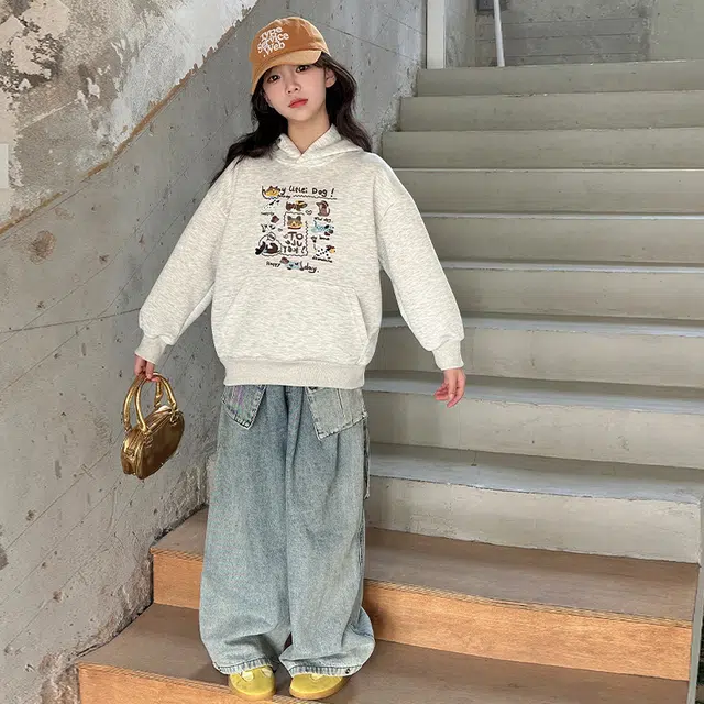 浪莎卫衣 连帽亲肤舒适百搭 灰色 儿童款