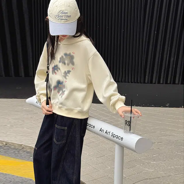 浪莎卫衣 连帽舒适亲肤透气百搭 米色 儿童款