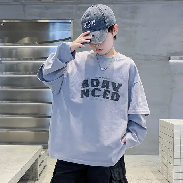 浪莎休闲卫衣 春秋 潮流字母印花圆领上衣 灰色 青少年