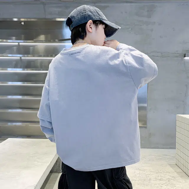 浪莎休闲卫衣 春秋 潮流字母印花圆领上衣 灰色 青少年