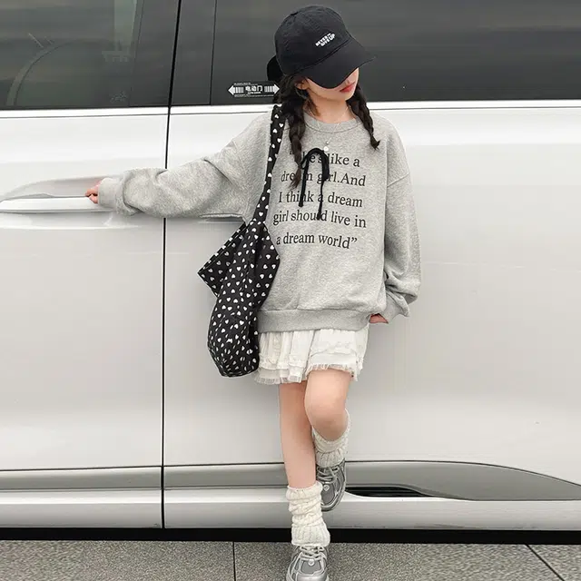 浪莎卫衣 洋气舒适百搭休闲字母 灰色 儿童款