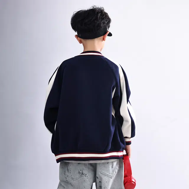 浪莎休闲棒球服 春秋 潮流拼色刺绣外套 藏青色 青少年