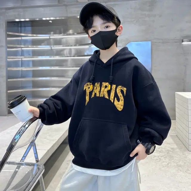 浪莎休闲卫衣 春秋 时尚字母连帽大口袋上衣 青少年