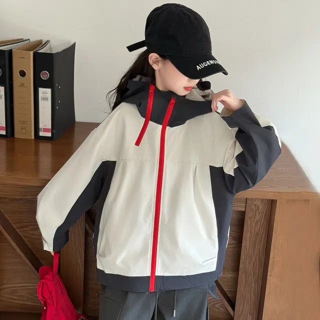 浪莎休闲夹克 春秋 时尚个性拼接连帽外套 米色 青少年