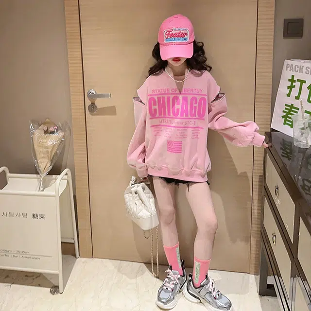 浪莎卫衣 圆领舒适亲肤百搭 紫粉色 儿童款