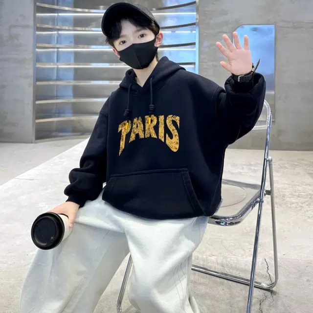 浪莎休闲卫衣 春秋 时尚字母连帽大口袋上衣 青少年