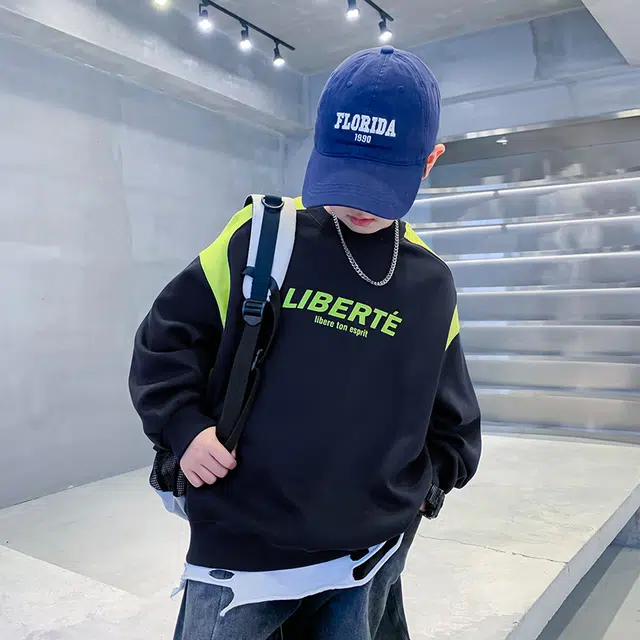 浪莎卫衣 舒适百搭拼色字母 儿童款
