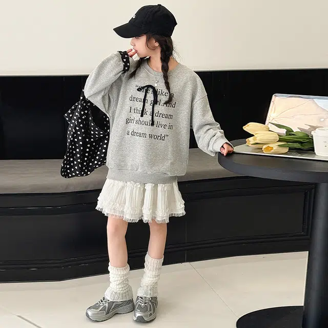 浪莎卫衣 洋气舒适百搭休闲字母 灰色 儿童款
