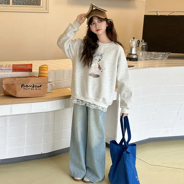 浪莎卫衣 圆领亲肤舒适百搭 灰色 儿童款