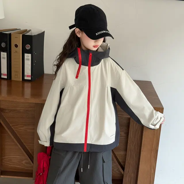 浪莎休闲夹克 春秋 时尚个性拼接连帽外套 米色 青少年