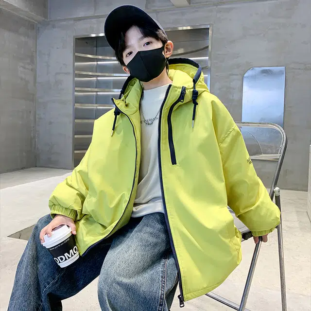 浪莎休闲棉衣 冬季 夹棉加厚时尚纯色棉服 青少年