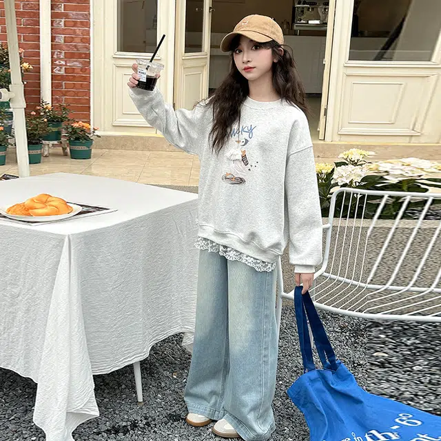 浪莎卫衣 圆领亲肤舒适百搭 灰色 儿童款