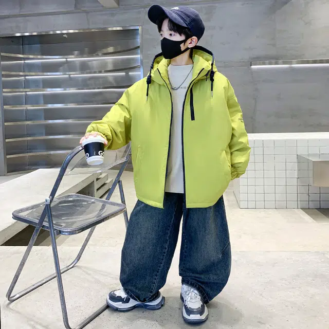 浪莎休闲棉衣 冬季 夹棉加厚时尚纯色棉服 青少年