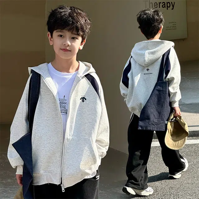 浪莎休闲夹克 春秋 时尚拼色连帽外套 青少年