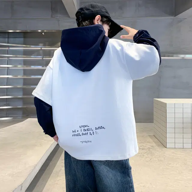 浪莎休闲卫衣 春秋 个性拼接连帽字母上衣 青少年