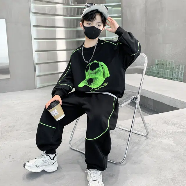 浪莎休闲运动套装 春秋 酷帅个性印花两件套 青少年
