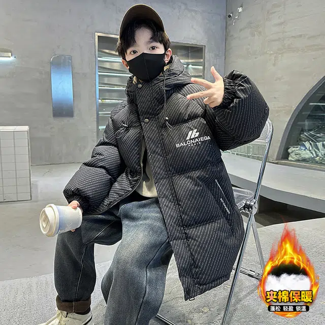 浪莎休闲棉衣 冬季 夹棉保暖连帽棉服 青少年