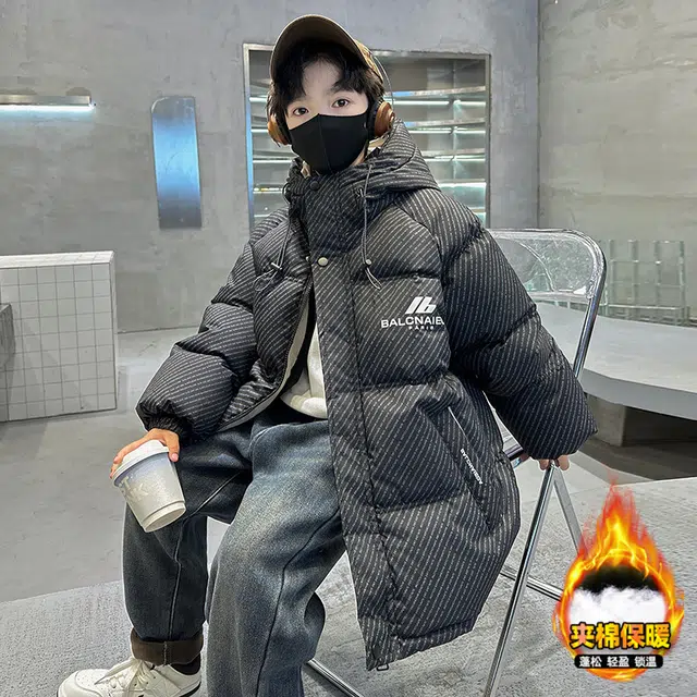 浪莎休闲棉衣 冬季 夹棉保暖连帽棉服 青少年