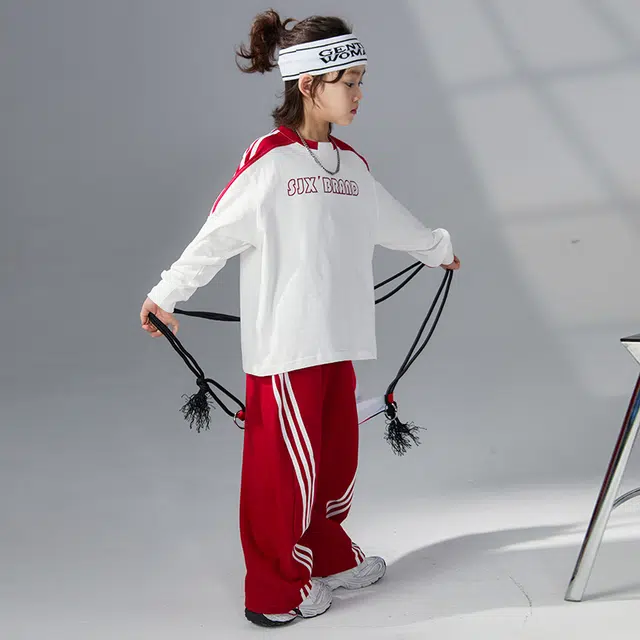 浪莎休闲运动套装 春秋 潮流拼色字母印花上衣 青少年