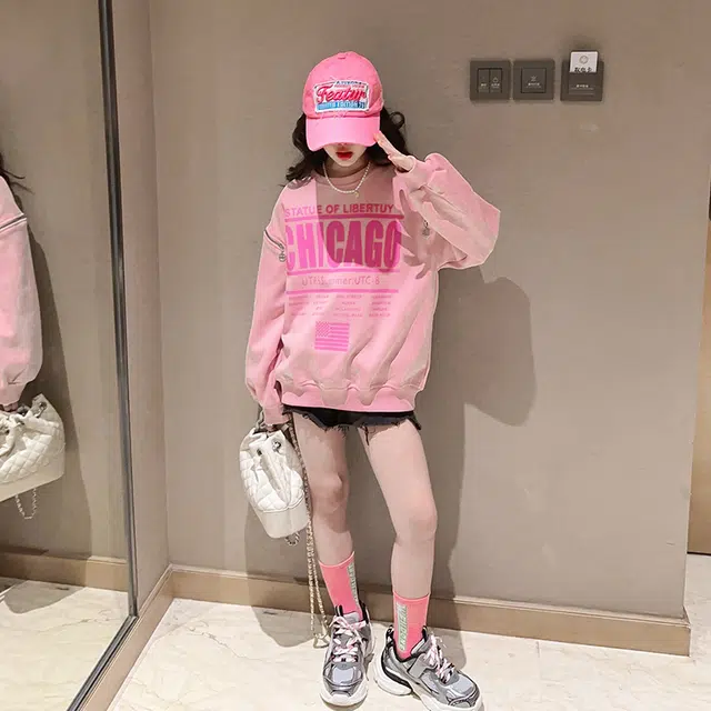 浪莎卫衣 圆领舒适亲肤百搭 紫粉色 儿童款