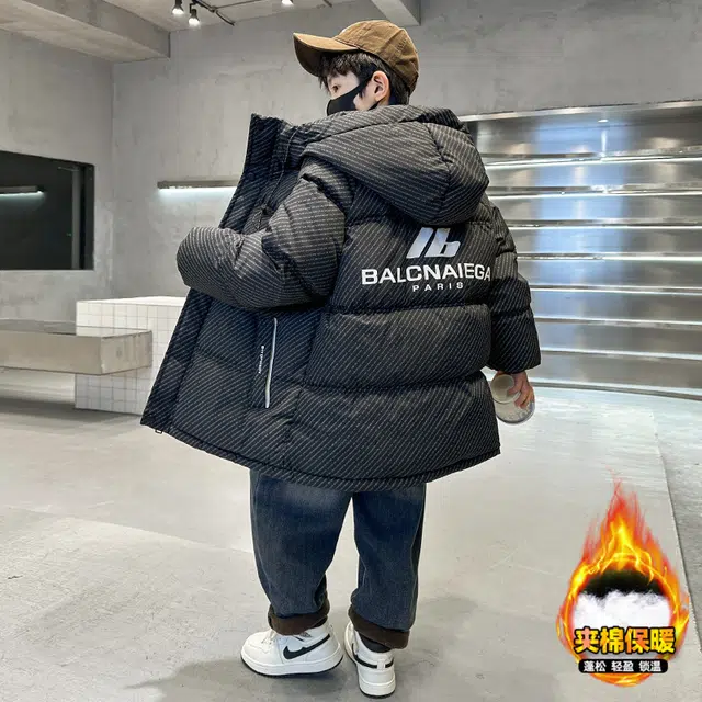 浪莎休闲棉衣 冬季 夹棉保暖连帽棉服 青少年