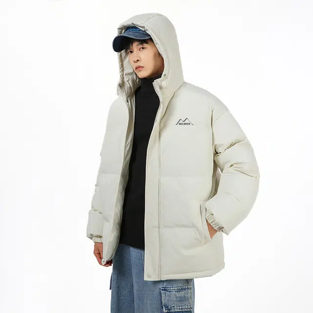 木林森 连帽保暖加厚面包服日常通勤中性风字母印花宽松休闲百搭棉服 男女同款
