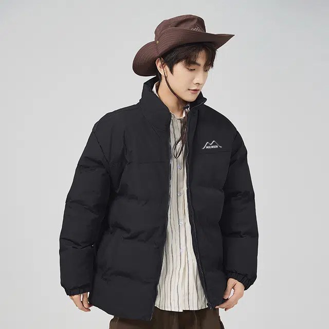 木林森 撞色拼接落肩保暖加厚石墨烯立领宽松运动棉服 男女同款