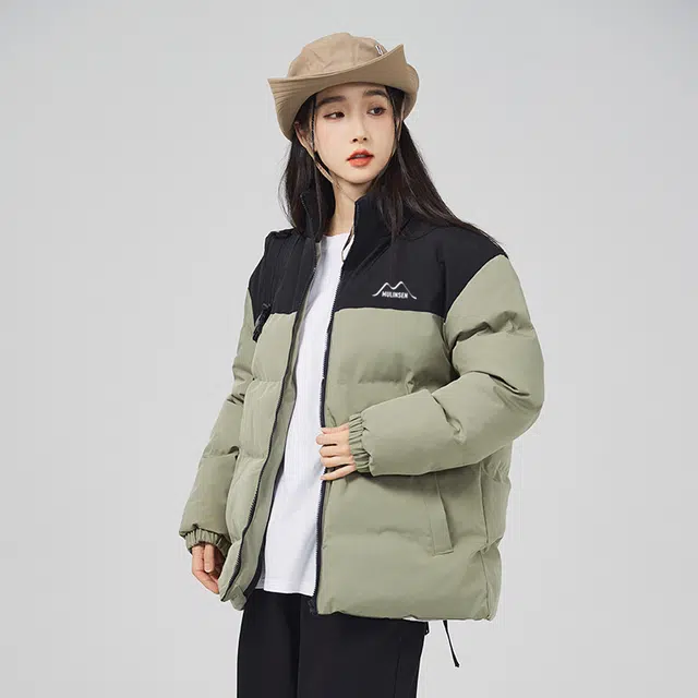 木林森 撞色拼接落肩保暖加厚石墨烯立领宽松运动棉服 男女同款