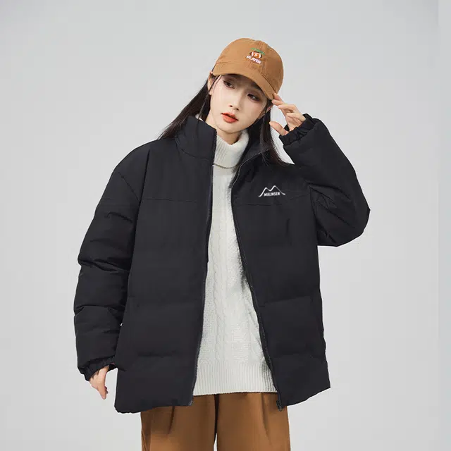 木林森 撞色拼接落肩保暖加厚石墨烯立领宽松运动棉服 男女同款