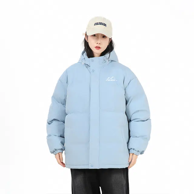 木林森 连帽保暖加厚面包服日常通勤中性风字母印花宽松休闲百搭棉服 男女同款