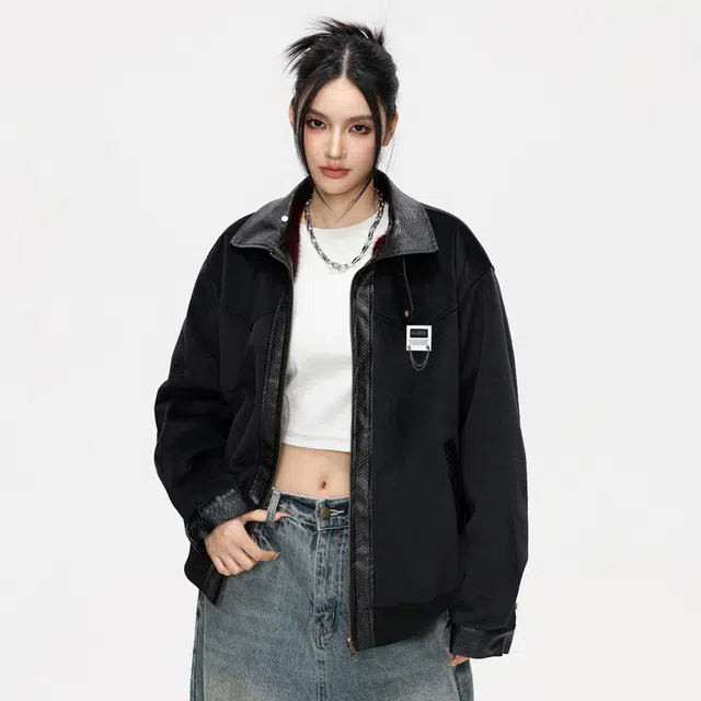 【派克服双面穿】布客行 狼纹绒感座山雕蟒纹拼皮仿水貂兔绒哈灵顿轻奢老钱高级硬挺重工美式复古高街机能美拉德防寒保暖棉服 男女同款